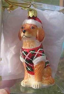Delicate GOLDEN RETRIEVER II Glass Dog Breed Xmas Ornament RETIRED