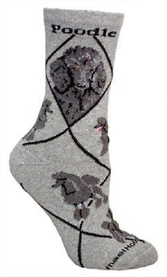 Adult Socks POODLE SILVER Dog Breed Gray size Medium Made in USA