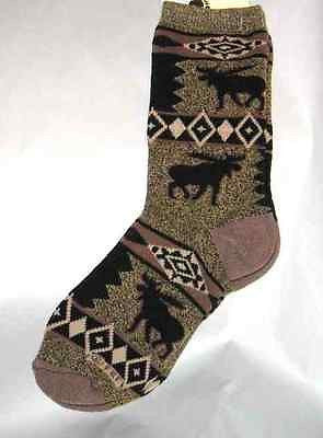 Wildlife Animal MOOSE Blanket Adult Cushioned Socks size Large 10-13