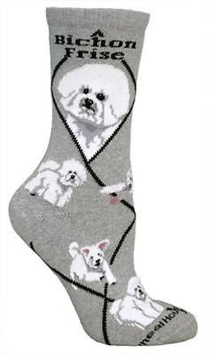 Adult Socks BICHON FRISE Dog Breed Gray size Medium Made in USA