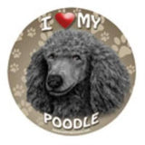 Round Car Magnet POODLE SILVER Dog Flexible Vinyl...Clearance Priced