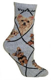 Adult Socks YORKIE PUPPY CUT Dog Breed Gray size Medium Made in USA