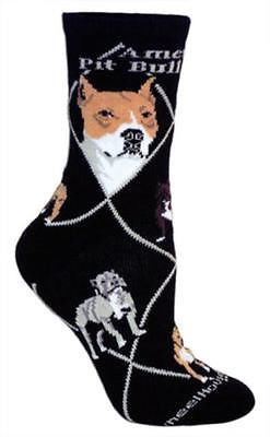 Adult Socks AMERICAN PITBULL Dog Breed Black size Medium Made in USA