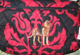 Quilted Fabric BLOODHOUND Dog Breed Damask Zipper Pouch Cosmetic Bag