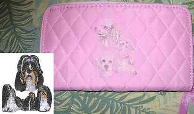 Belvah Quilted Fabric SHIH TZU Dog Breed Zip Around Pink Ladies Wallet