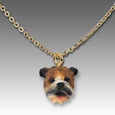 Dog on Chain BULLDOG BROWN Resin Dog Necklace Pendant...Clearance Priced
