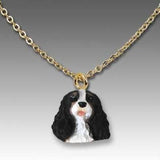 Dog on Chain CAVALIER KING CHARLES TRI Resin Dog Necklace...Clearance Priced