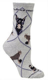 Adult Socks DOBERMAN Dog Breed Gray size Medium Made in USA