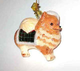 Delicate POMERANIAN Blown Glass Dog Xmas Ornament...Clearance Priced