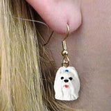Dangle Style SHIH TZU WHITE Dog Head Resin Earrings Jewelry...Clearance Priced