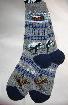 Great Outdoors WINTER CABIN Adult Cushioned Socks size Medium 6-11