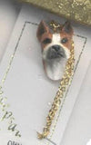 Dog on Chain BOXER FAWN Resin Dog Necklace Pendant...Clearance Priced