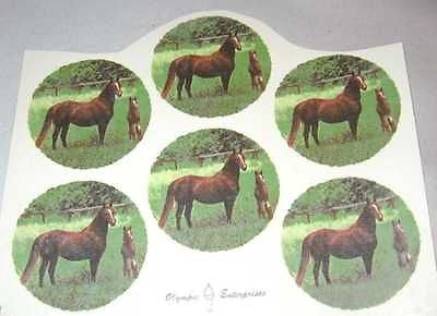 Ceramic Decal MARE & FOAL in Field Horse 2 3/4" Decal 7 pieces