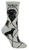 Adult Socks LAB RETRIEVER BLACK Dog Breed Gray size Medium Made in USA