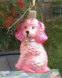 Old World Christmas POODLE Pink Blown Glass Dog Ornament w/Box Retired 2022