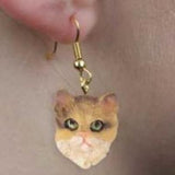 Cute Feline TABBY BROWN SHORTHAIR CAT Dangle Earrings...Clearance Priced