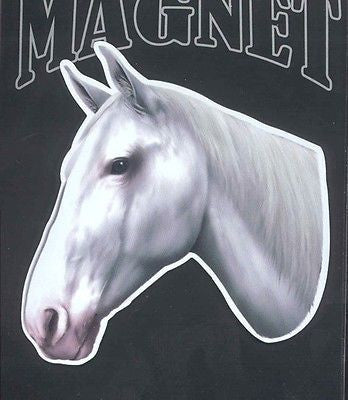Die-cut HORSE WHITE Horse Head Flexible Vinyl Car Magnet...Clearance Priced