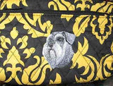 Quilted Fabric SCHNAUZER Dog Breed Damask Zipper Pouch Cosmetic Bag