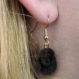 Dangle Style POODLE BLACK Dog Head Resin Earrings Jewelry...Clearance Priced