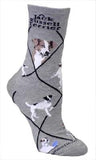 Adult Socks JACK RUSSELL TERRIER Dog Breed Gray size Medium Made in USA