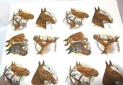 Ceramic Decal HORSE HEADS 4 Asstd 1 1/2" Decal 12 pieces