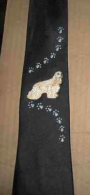 Mens Necktie COCKER SPANIEL BUFF STANDING Dog Polyester Tie....Clearance Priced