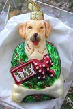 Blown Glass LAB RETRIEVER YELLOW LUV Dog Xmas Ornament...Clearance Priced