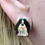 Post Style SHIH TZU B/W Resin Dog Post Earrings Jewelry...Clearance Priced