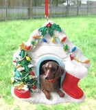 Cute DACHSHUND Dog House Christmas Ornament...Clearance Priced