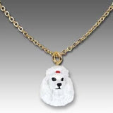 Dog on Chain POODLE WHITE Resin Dog Necklace Pendant...Clearance Priced