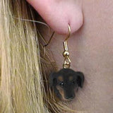 Dangle Style DACHSHUND BLACK Dog Head Resin Earrings Jewelry...Clearance Priced