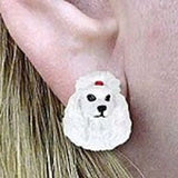Post Style POODLE WHITE Resin Dog Post Earrings Jewelry...Clearance Priced