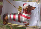 Delicate DACHSHUND II Blown Glass Dog Breed Xmas Ornament RETIRED