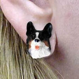 Post Style WELSH CORGI TRI Resin Dog Post Earrings Jewelry...Clearance Priced