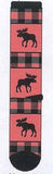 Wildlife Animal MOOSE Red Plaid Adult Socks size Medium 6-11