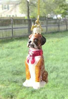 Quality Glass BOXER III Blown Glass Dog Breed Christmas Ornament