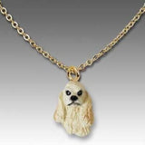 Dog on Chain COCKER SPANIEL BUFF Resin Dog Necklace Pendant...Clearance Priced