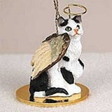 Small BLACK/WHITE SHORTHAIR CAT Angel w/wings Resin Xmas Ornament