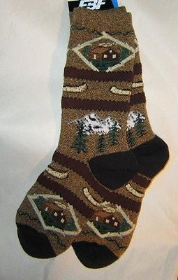 Great Outdoors CABIN in the WOODS Adult Cushioned Socks size Medium 6-11