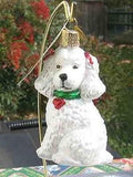 Old World Christmas POODLE White Blown Glass Dog Breed Ornament