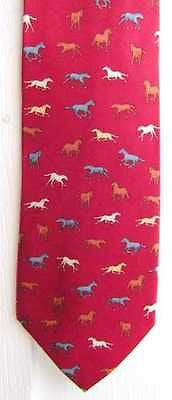 Museum Artifacts HORSES Red Color Mens Silk Necktie...Clearance Priced