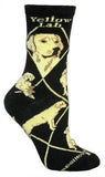 Adult Socks LAB RETRIEVER YELLOW Dog Breed Black size Medium Made in USA