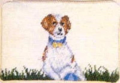 Needlepoint JACK RUSSELL Dog Cosmetic Bag Zippered...Clearance Priced