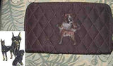 Belvah Quilted Fabric DOBERMAN Dog Breed Zip Around Brown Ladies Wallet