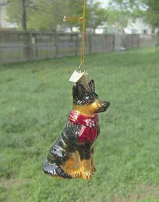 Quality Glass GERMAN SHEPHERD III Blown Glass Dog Breed Christmas Ornament