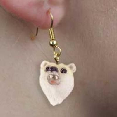 Animal Wildlife POLAR BEAR Head Resin Dangle Earrings...Clearance Priced