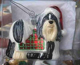 Delicate SHIH TZU B/W II Glass Dog Breed Xmas Ornament RETIRED