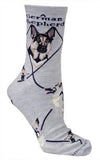 Adult Socks GERMAN SHEPHERD Dog Breed Gray size Medium Made in USA