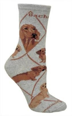 Adult Socks DACHSHUND RED Dog Breed Gray size Medium Made in USA