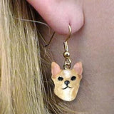 Dangle Style CHIHUAHUA TAN Dog Head Resin Earrings Jewelry